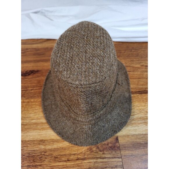 Vintage United Hatters Cap & Millinery Tweed Herringbone Brown Fedora Hat - Picture 2 of 4